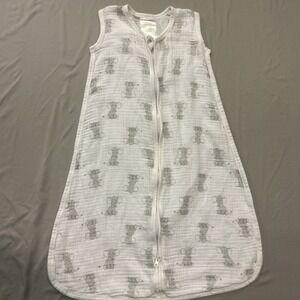 Aden + Anais Muslin Cotton Sleep Sack Medium 6-12 Months White Gray Elephants